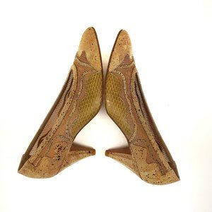 New VTG Stuart Weitzman Cork Snake Heels 6 M